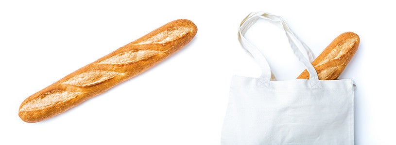 フランスパンのフリー素材を追加！おでかけにトートバッグもいかがですか？
