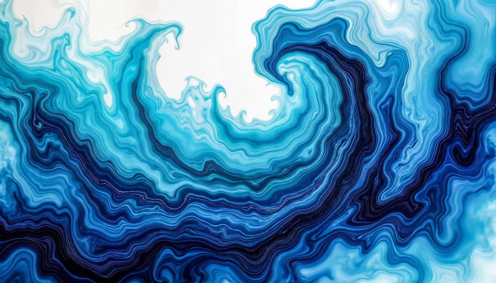 Abstract art with marble pattern created by blue ink and paint swirling and flowing