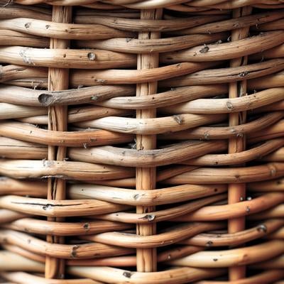 籐かごの編み目のテクスチャーの写真