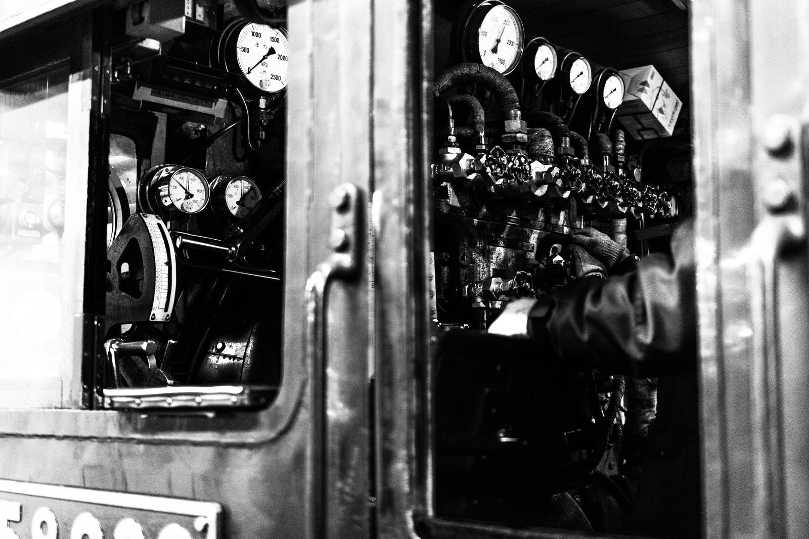 「蒸気機関車運転席」の写真