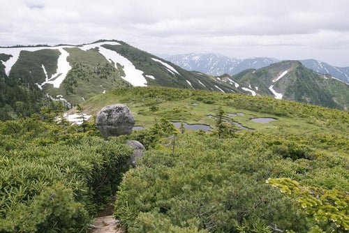 平ヶ岳山頂の玉子石の写真