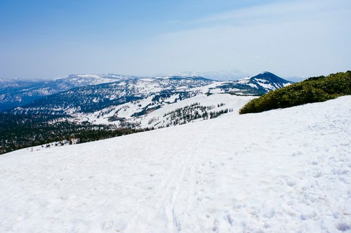 雪に覆われた八幡平裏岩手縦走路の風景の写真