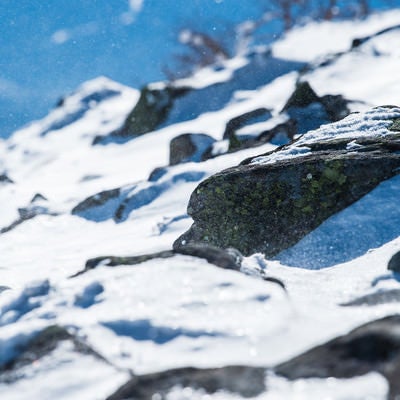 厳冬期の蓼科山（たてしなやま）の山頂の写真
