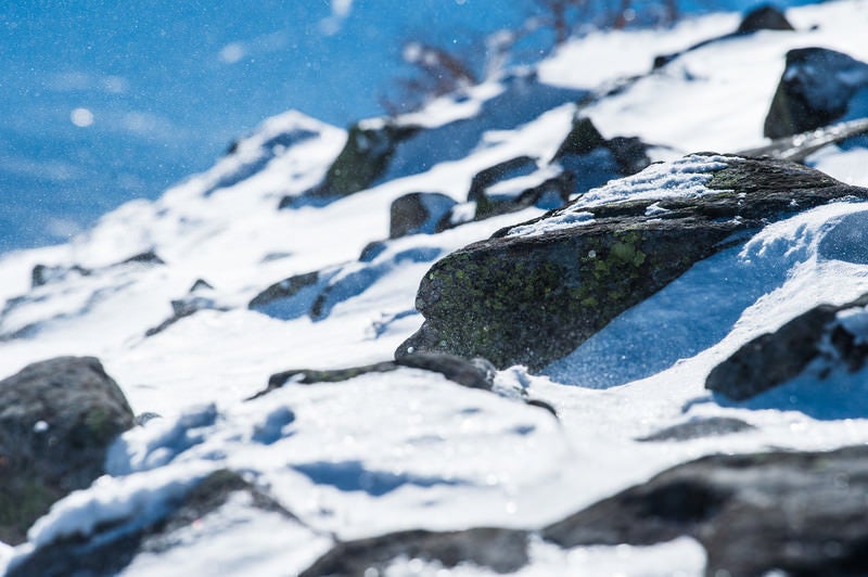 厳冬期の蓼科山（たてしなやま）の山頂の写真