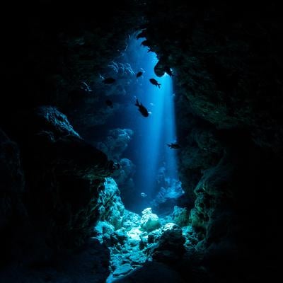 瀬底島の幻想的なスポットライトの写真