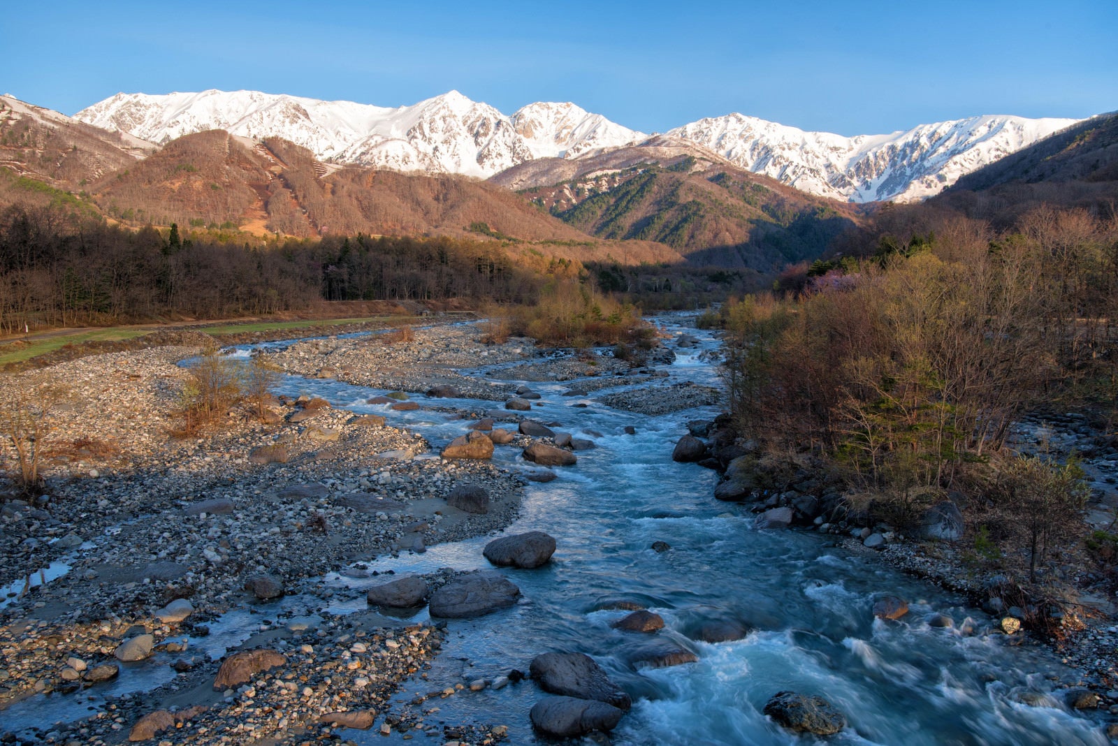 「松川と白馬三山」の写真