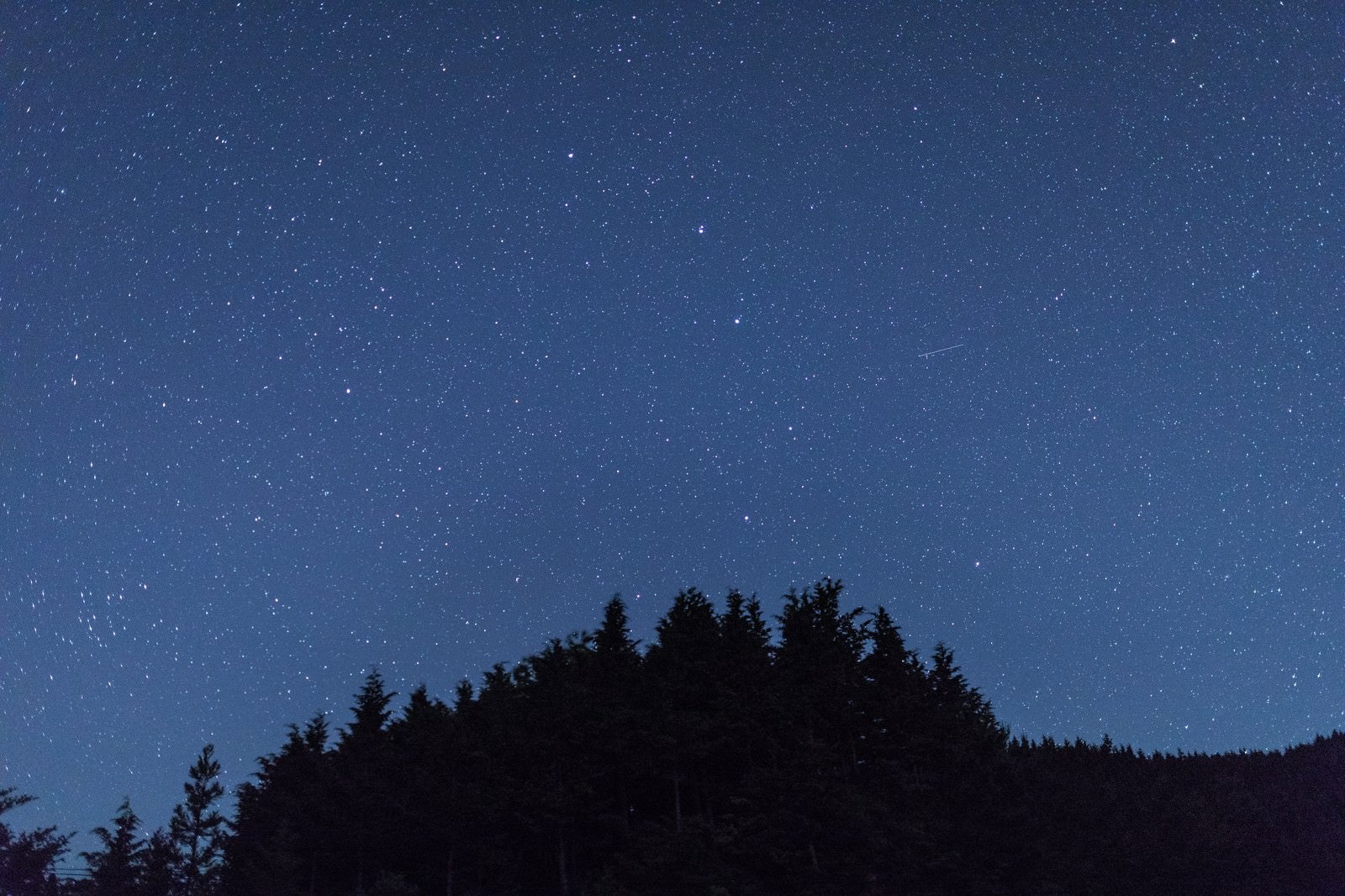 「鏡野町笠菅峠からの星空と流星」の写真