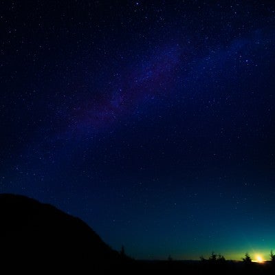 鏡野町の星空と月明かりの写真