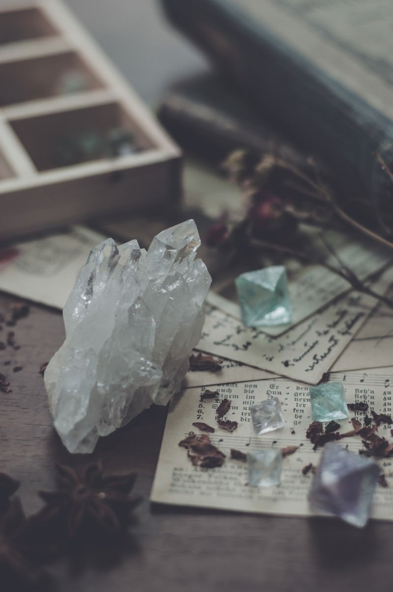 「水晶とフローライト」の写真