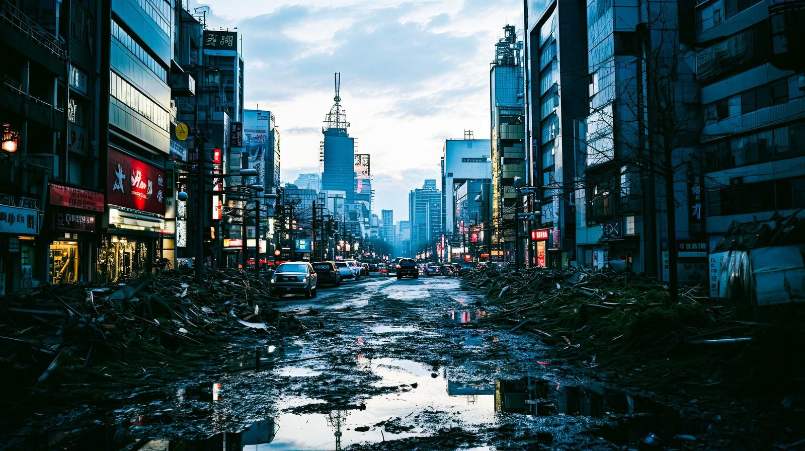 「崩壊後の静まり返った街」の写真