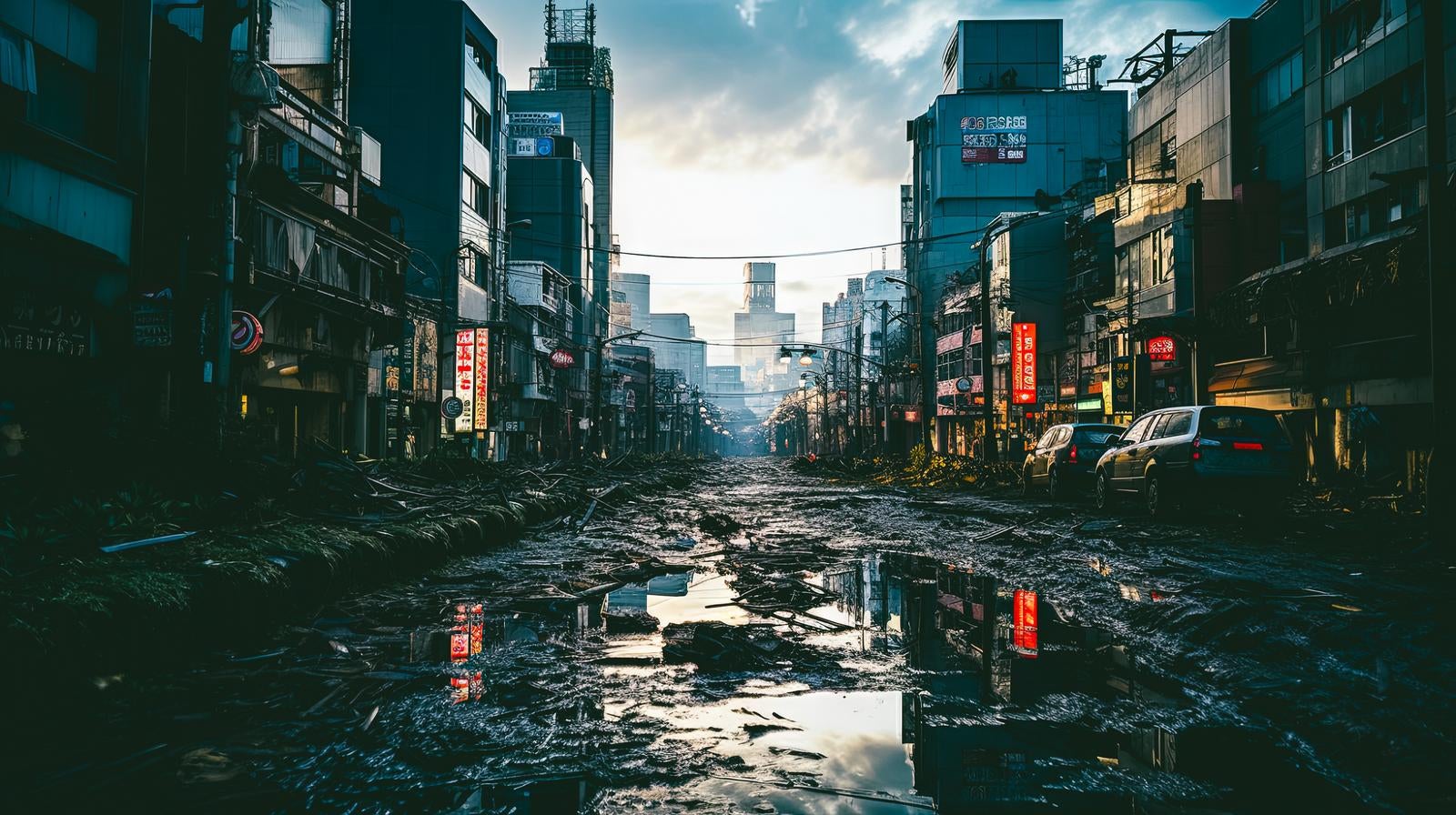 「崩壊した都市、誰もいない世界線」の写真