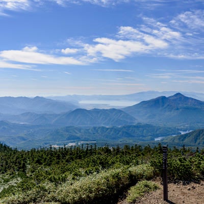 西大巓から見る磐梯山（ばんだいさん）の写真