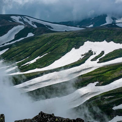 ゼブラ模様の大雪山の姿の写真
