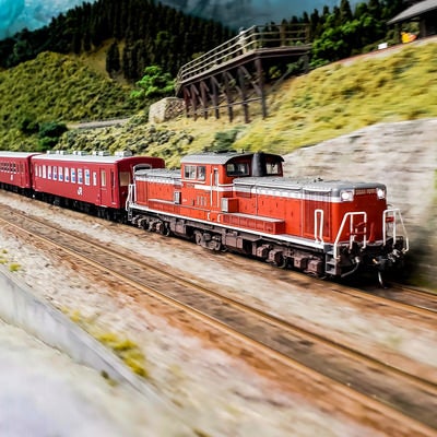 ＃　ＤＤ５１形ディーゼル機関車牽引の５０系 客車列車の模型の写真