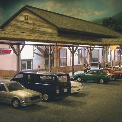 旧・直方駅舎をリアルに再現した模型の写真