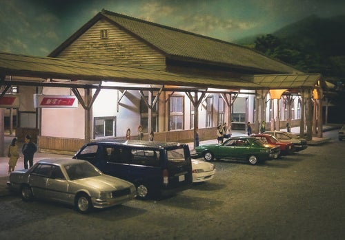 旧・直方駅舎をリアルに再現した模型の写真