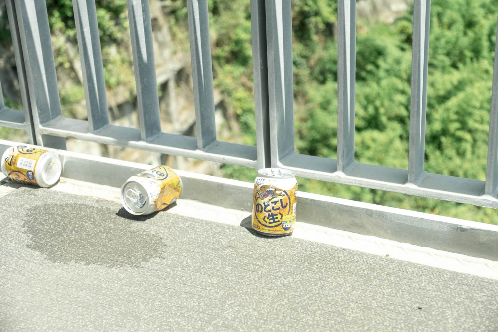 「放置されたビール缶」の写真