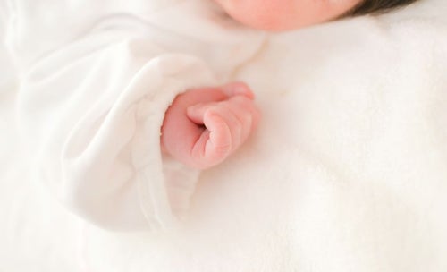 新生児の小さな手の写真