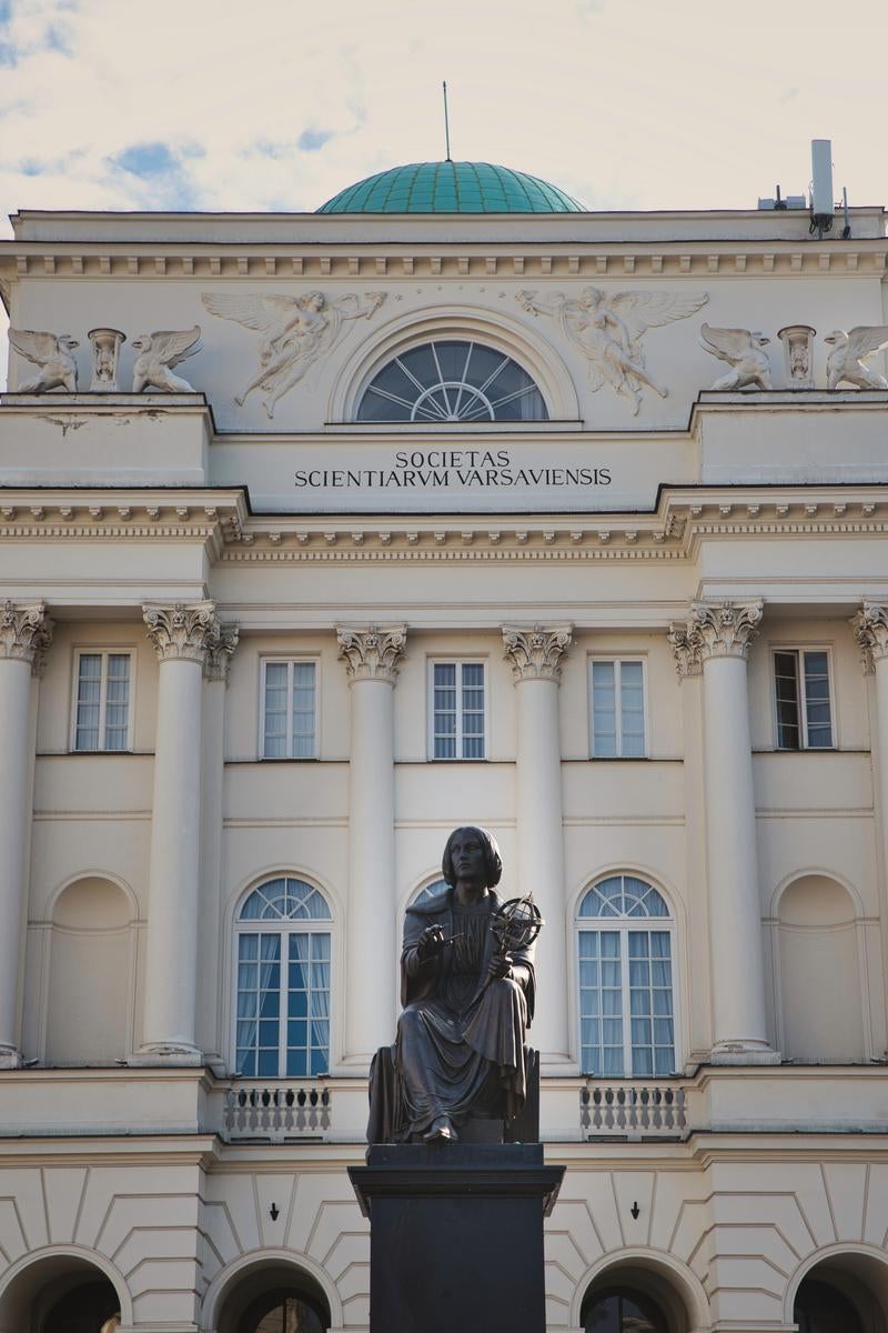 The Majestic Facade Adorned with the Statue of Copernicus - free stock photo