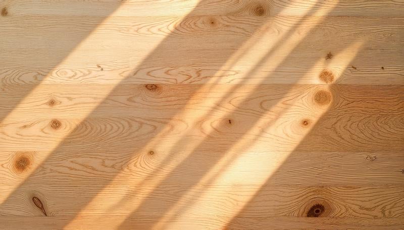 日差しが差し込む明るい木目の板