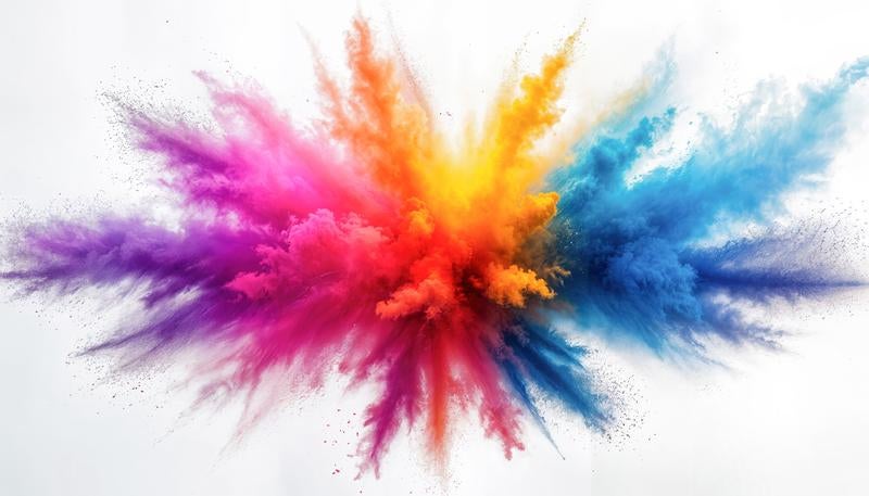 カラフルな粉塵の放射状爆発