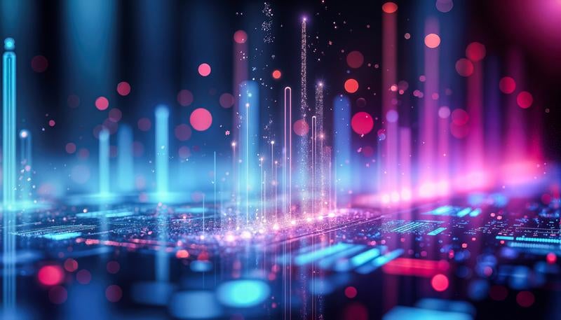 光の柱が立ち上がるデジタルネットワーク