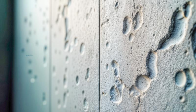 Bubble Marks and Uneven Surface on Concrete Wall