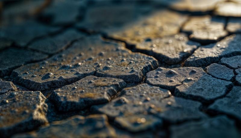 干ばつでひび割れた大地のクローズアップ