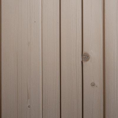 淡い色合いの木目板が縦に並ぶウッドパネル調の壁面の写真