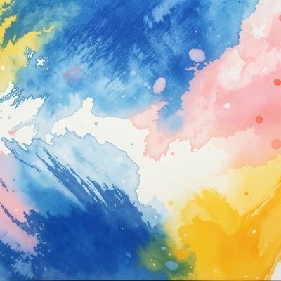 黄色と青のグラデーション水彩風アート背景イラストの写真