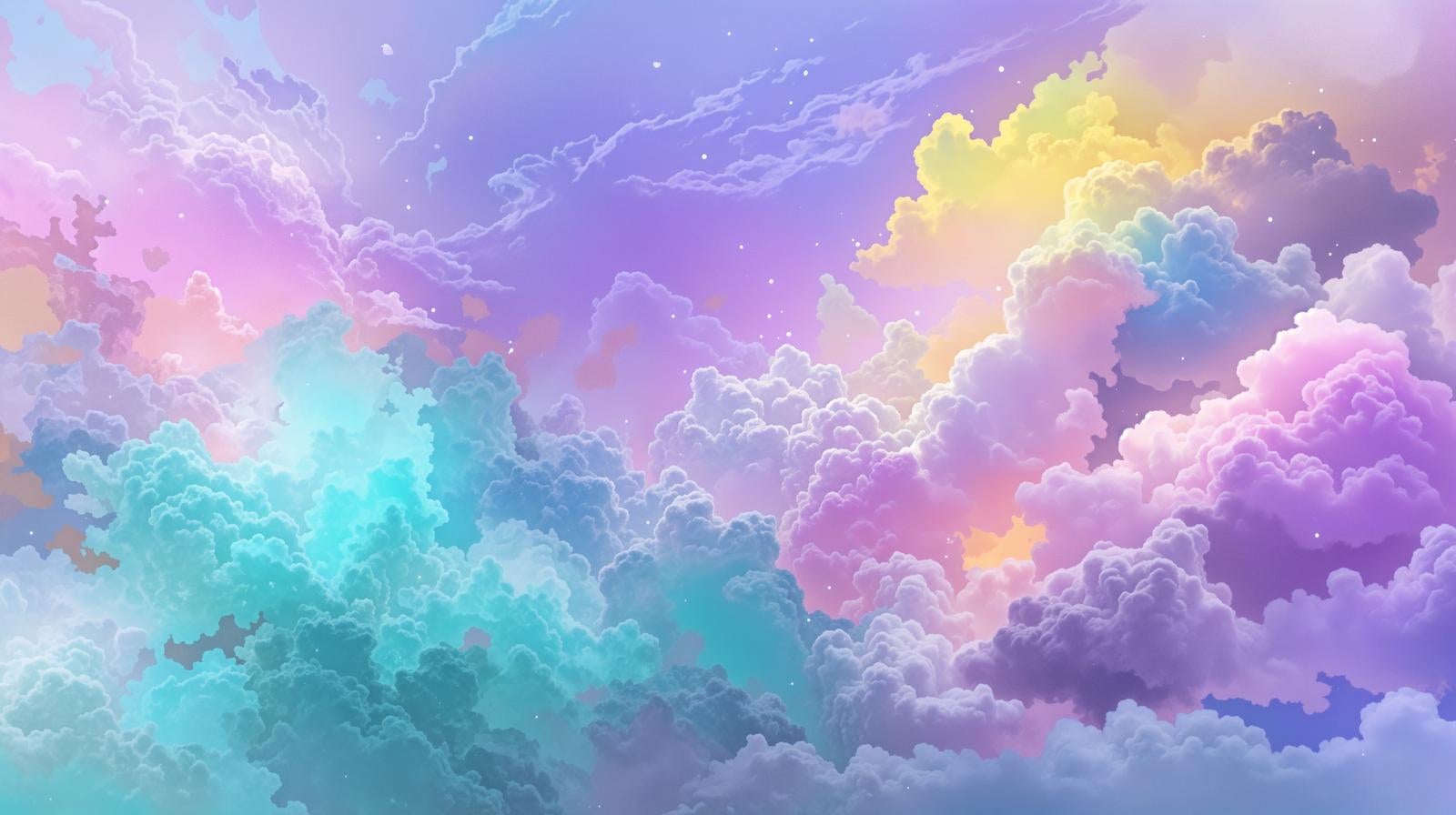 ピンクや水色、紫のパステルカラーに染まった雲が広がる空