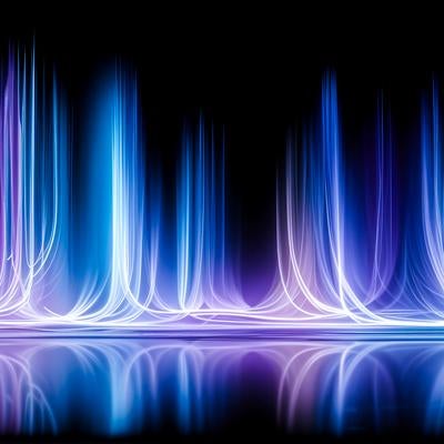 青と紫の彩光が美しい曲線の写真