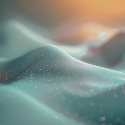 滑らかな曲線を描く粒子の丘のような抽象空間の素材