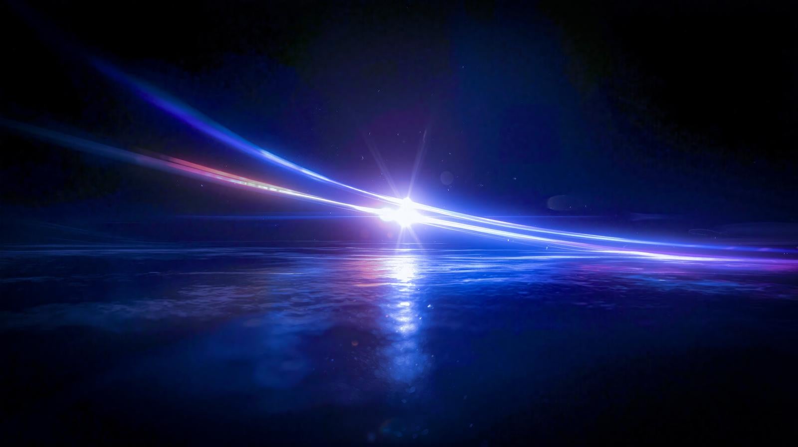 「闇を貫く青い光」の写真