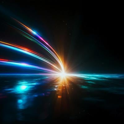 静寂な空間を切り裂く光の帯の写真