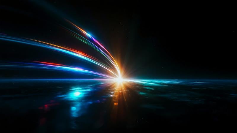 静寂な空間を切り裂く光の帯の写真