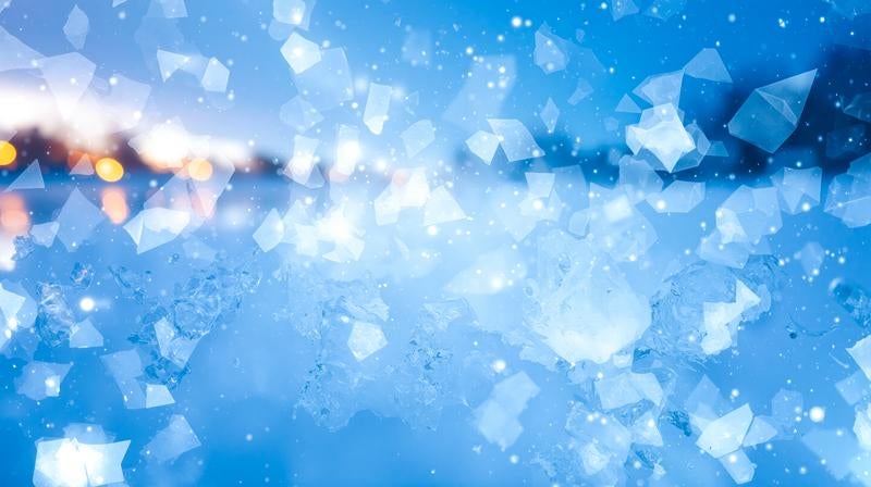 氷の結晶と光が輝く背景の写真