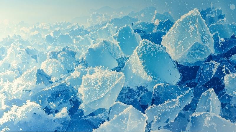 透き通る青の氷塊の写真