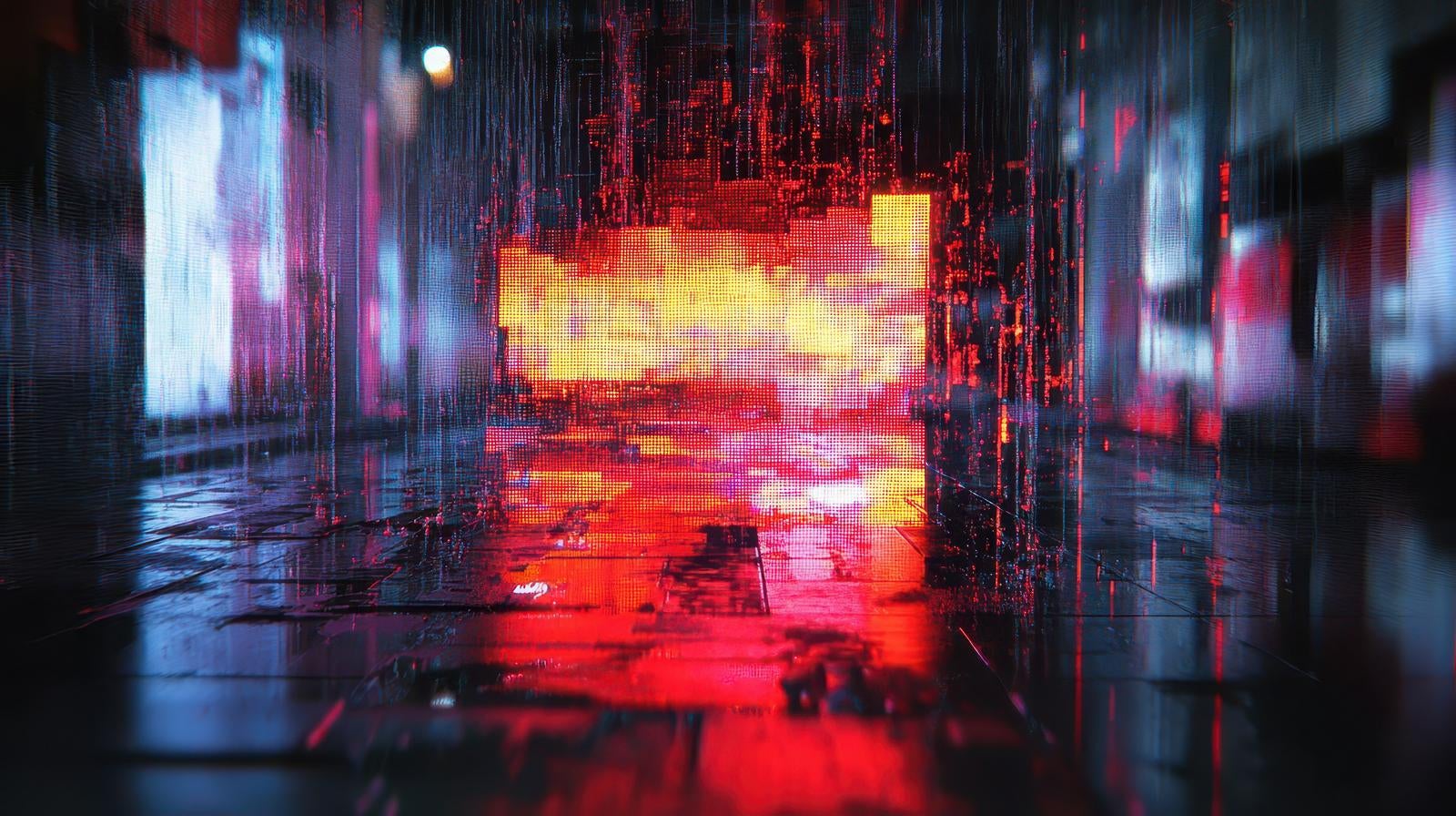 「デジタルノイズが走る画面」の写真