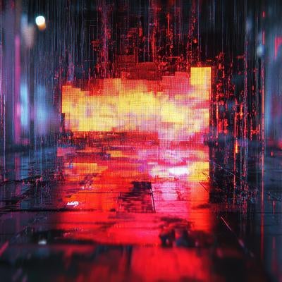 デジタルノイズが走る画面の写真