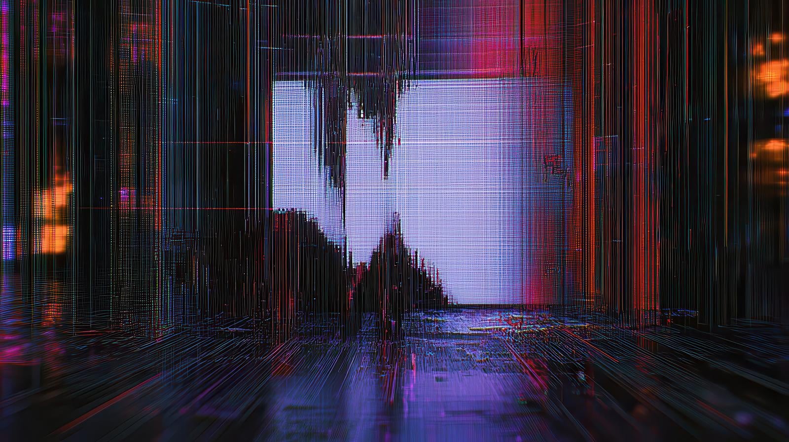 「ノイズエフェクトで崩壊する画面」の写真