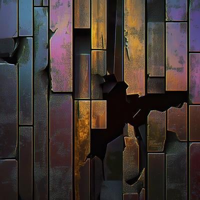 破損した金属パネルの背景の写真