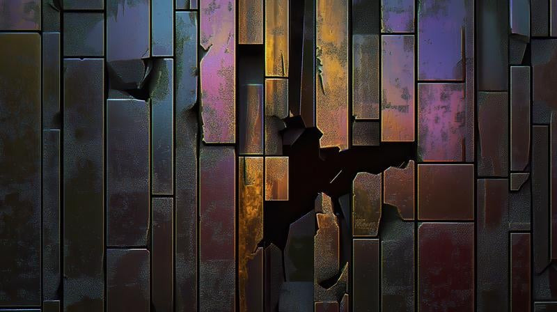 破損した金属パネルの背景の写真