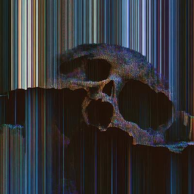 デジタルノイズと不気味な骸の素材