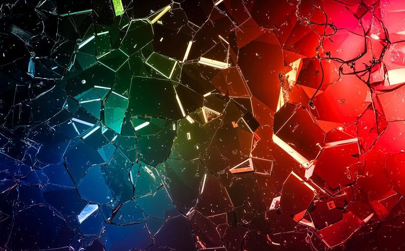 Rainbow Gradient Through Shattered Glass
