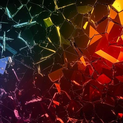 鮮やかな色彩の衝撃クラックの素材