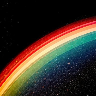 宇宙空間に弧を描くレインボーアーチの写真