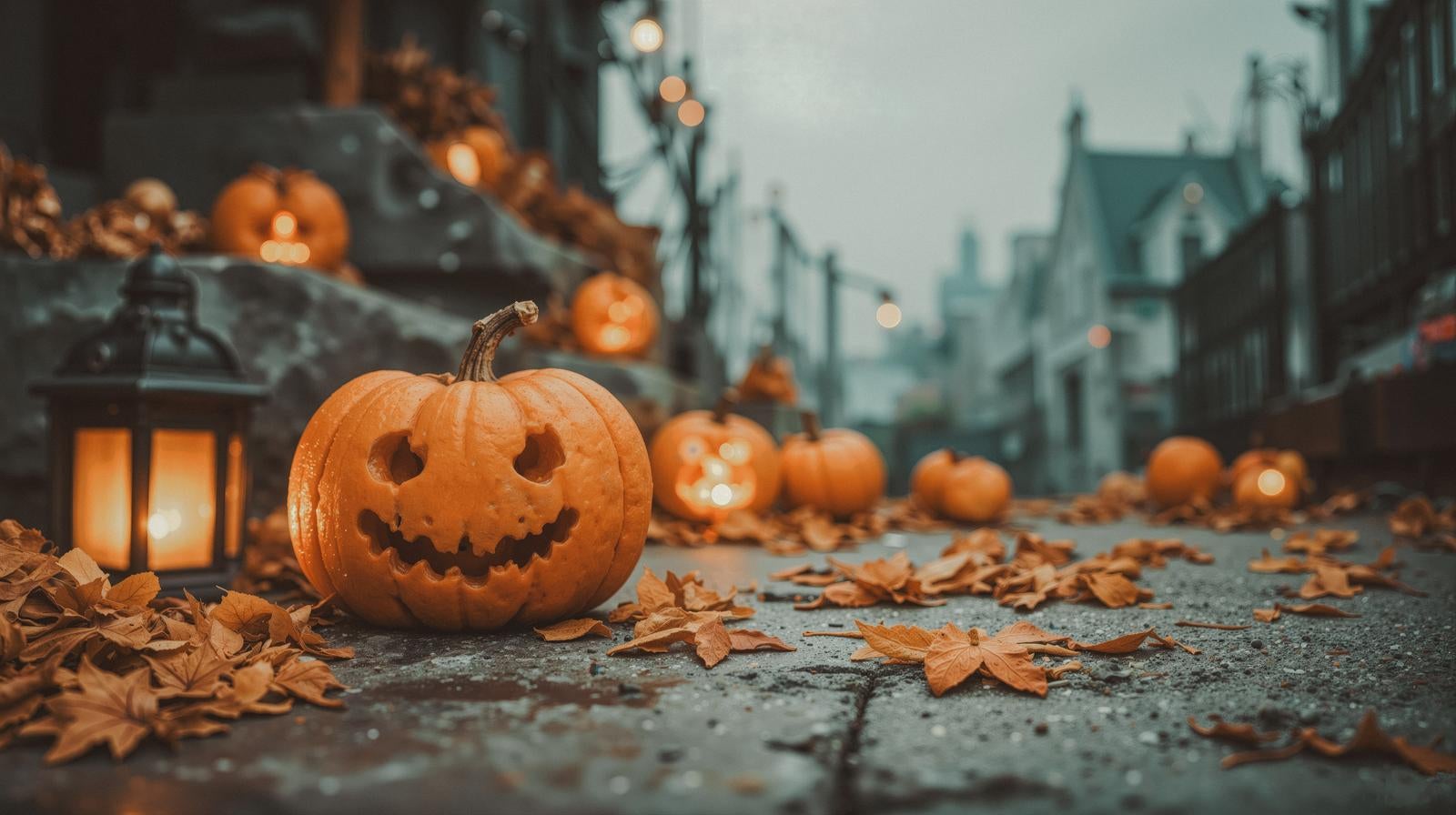 「ハロウィンの季節を彩るかぼちゃランタン」の写真