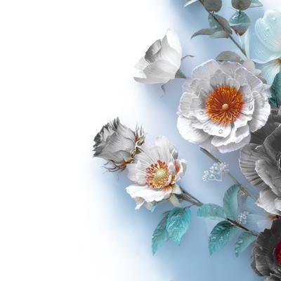 モノトーンと彩りが調和する幻想的な花の世界の写真