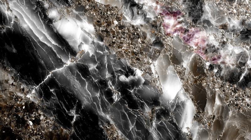 岩石の断面のような光沢と粒子の写真